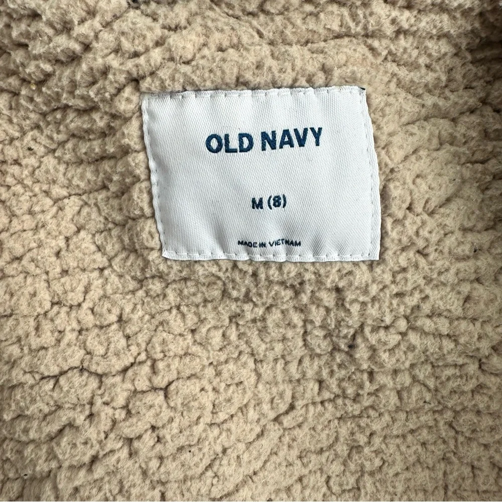 OLD NAVY Boys‎ Sherpa-Lined Wool-Blend Navy Blue Jacket Snap Closure Collar M(8)